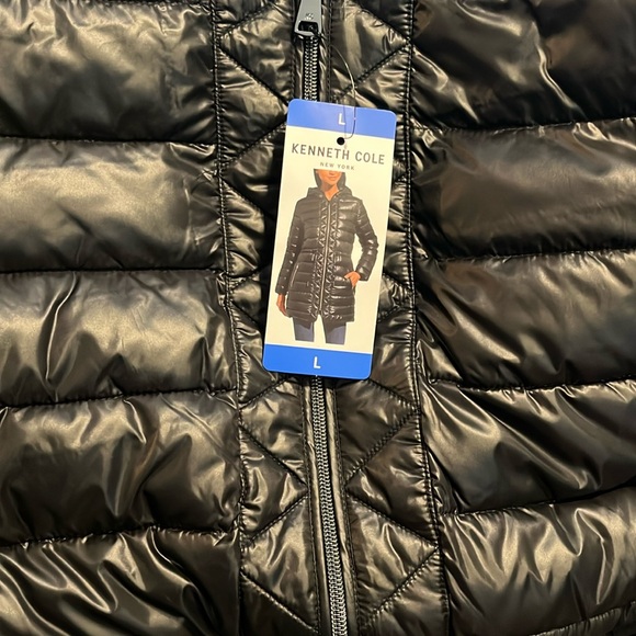 KENNETH COLE BLACK WOMENS HOODED QUILTED LINED  PUFFER JACKET SIZES S  L XL XXL - Picture 2 of 16